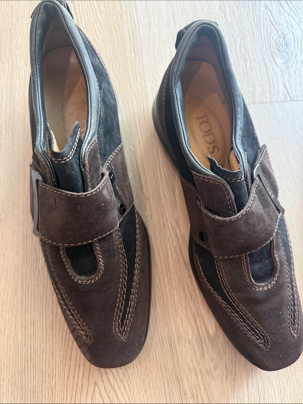 Tod's Brown Suede Velcro Loafers